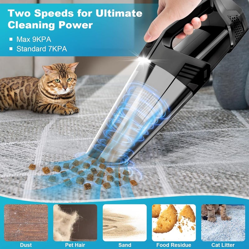 Blestan Cordless Car Vacuum Lightweight High Power Handheld Vacuum Cleaner with LED Light, Hand Vacuum for Car Home Office and Pet Hair, BlackBlue - Image 2